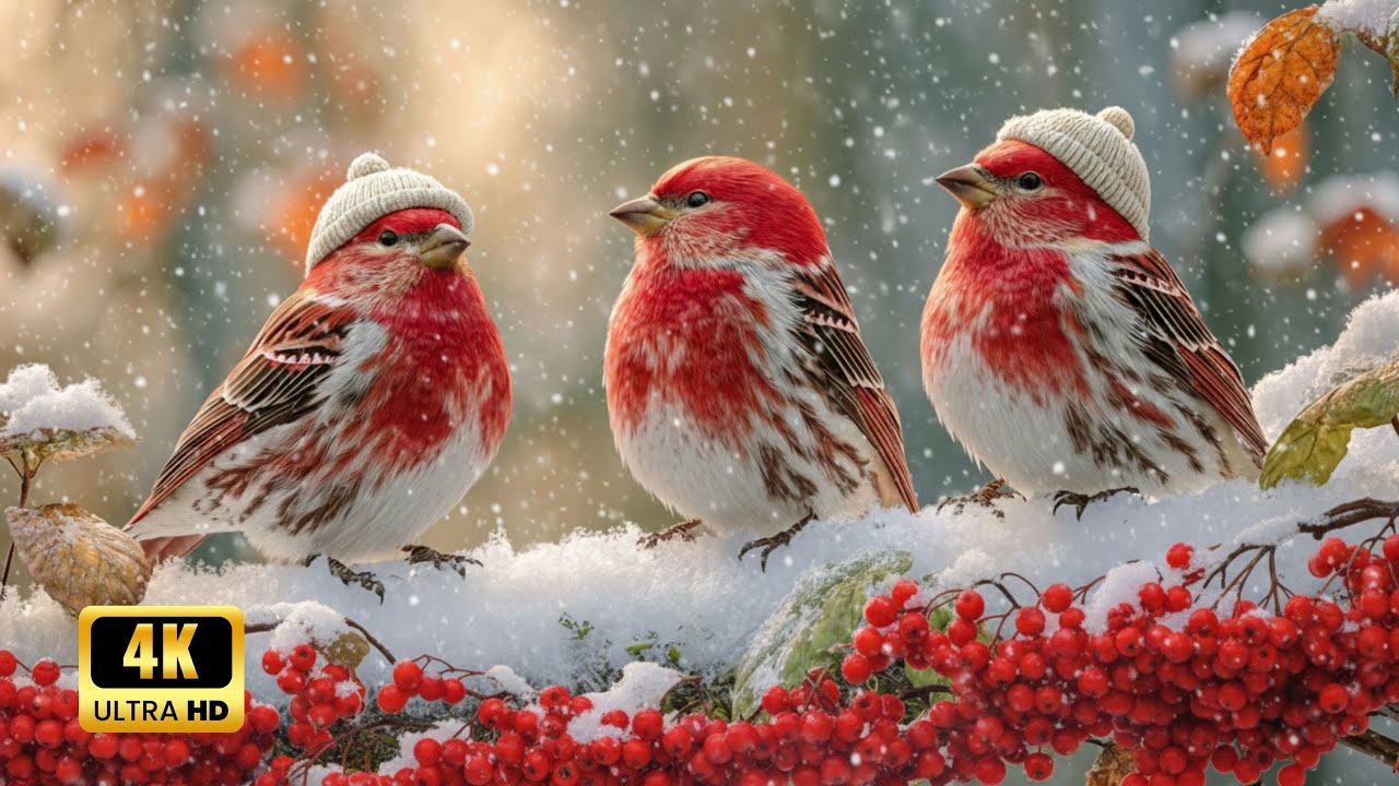 Snowy Bird Moments & Soft Piano ❄️Calm Snowy Scenes to Help You Sleep Deeply and Comfortably