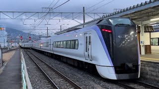 松本駅にて、JR東日本E353系S204編成+S118編成特急あずさ 出発シーン