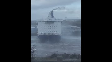 DFDS princess seaways ferry breaks moorings in high winds river tyne South Shields North Shields