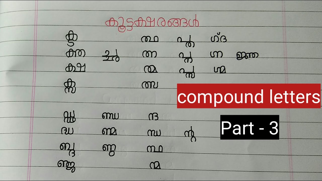 Malayalam Compound Letters in English / Kuttaksharanghal/ Malayalam  Aksharamaala/Part-9