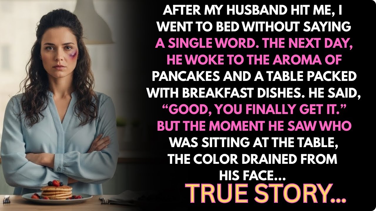 She stayed silent after her husband struck her; in the morning, the guests saw him turn pale.