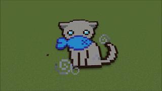 Minecraft Pixel Art: Cat with fish