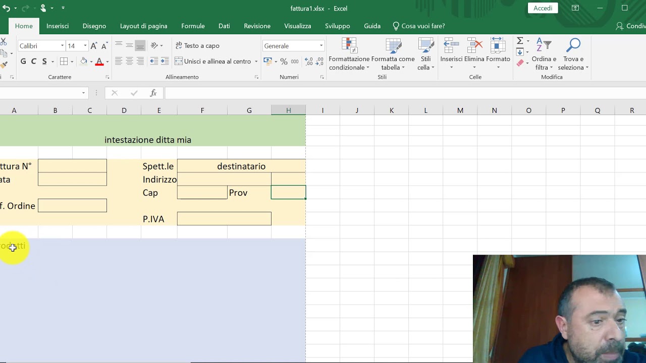 Excel: fattura (parte 1)