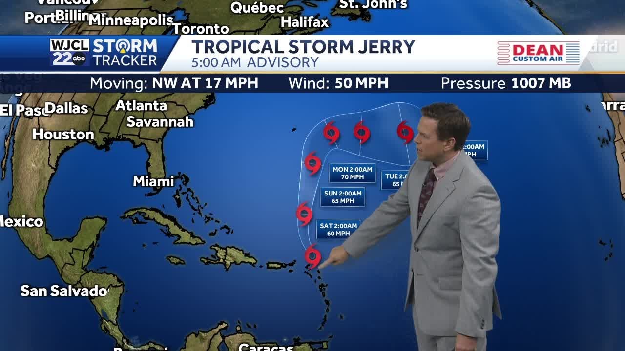 Tracking Tropical Storm Jerry and Karen in the Atlantic