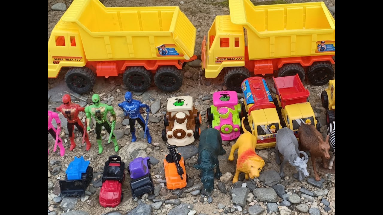 Truk Tarik Kuning Mencari Mainan Mobil Mainan Hewan Mainan Power ...