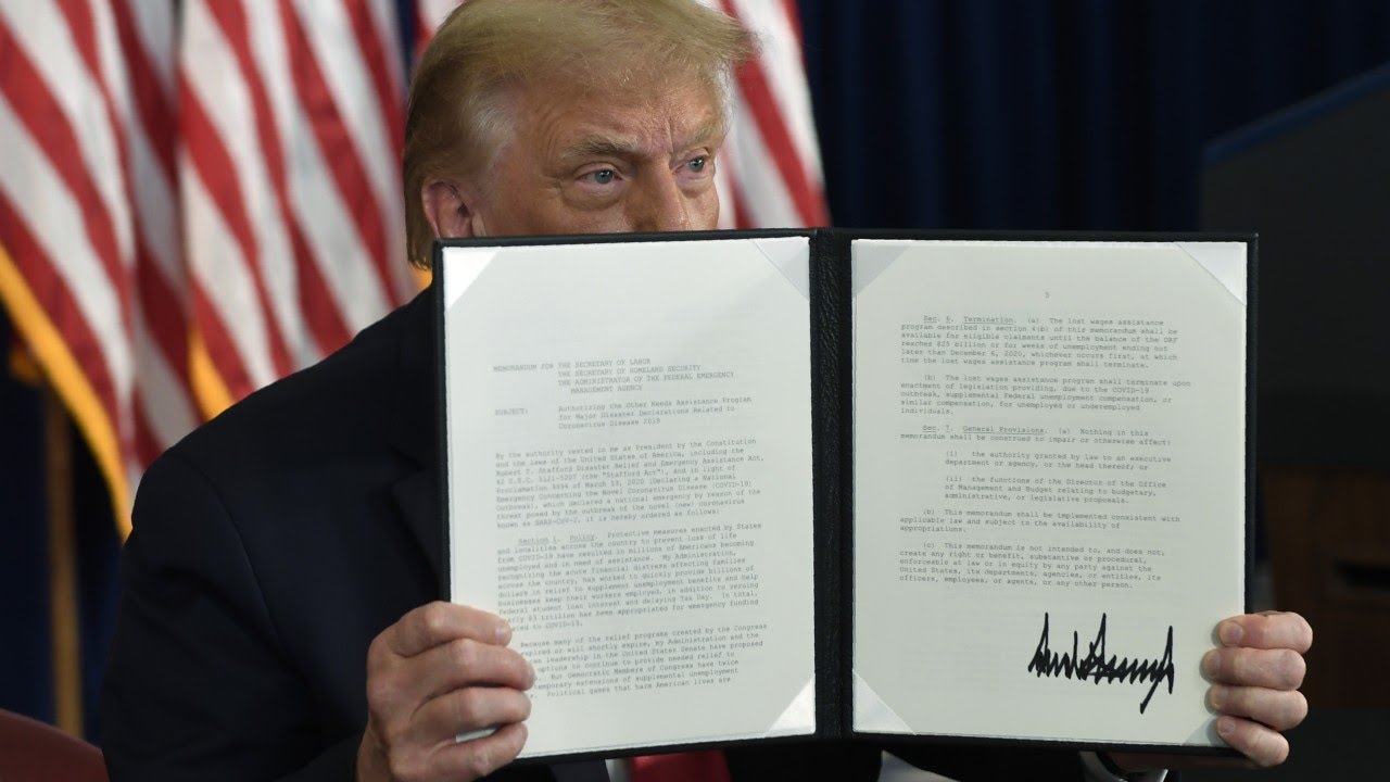 President Trump signs 4 executive orders aimed at pandemic relief