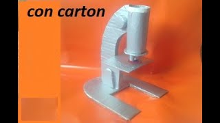 maqueta microscopio compuesto hecho de carton y dos lupas