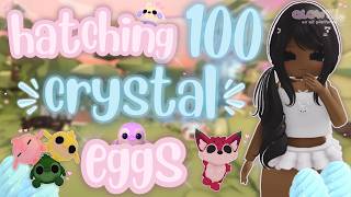 𑣲 Hatching 100 CRYSTAL EGGS In Adopt Me! 𝜗𝜚.