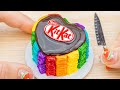 Satisfying miniature chocolate cake  adorable miniature kitkat rainbow cake diy tutorial