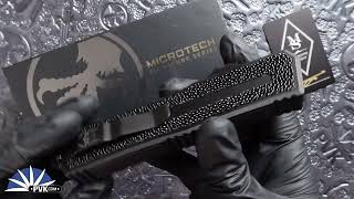 MicrotechMarfione Select Scarab 2 Gen 3 1279 16MS1 Tanto Blued Baker Forge Copper Mai Blade Black He
