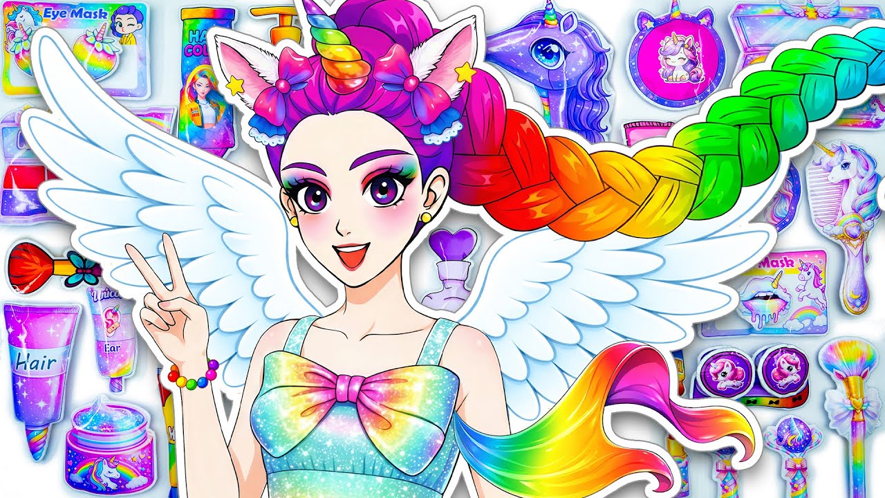 💖Paper DIY💖 KPOP DEMON HUNTERS Rumi Colorful Glow Up Hairstyle + Makeup + Fashion Blind Box Unboxing