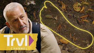 Russell Uncovers Potential Bigfoot Footprint | Expedition Bigfoot | Travel Channel image