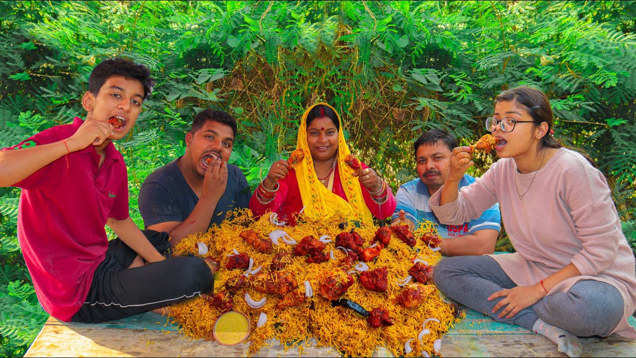 नए साल पर पूरे परिवार ने मिलकर खाया सिंपल चिकन बिरयानी HYDERABADI CHICKEN DUM BIRYANI/MURGA BIRYANI