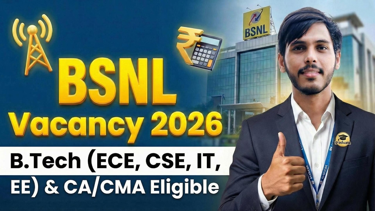 BSNL New Vacancy 2026 | B.Tech (ECE, CSE, IT, EE) & CA/CMA Eligible | Telecom & Finance