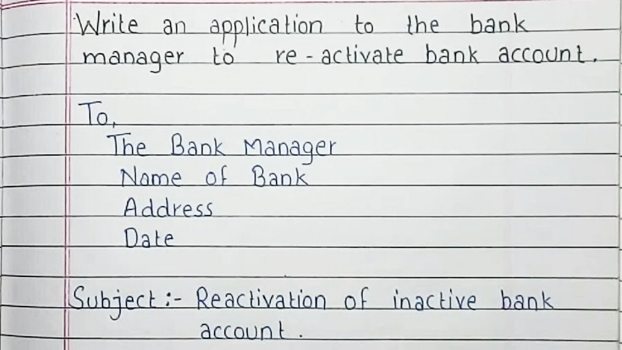 writing an application to bank manager