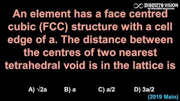 An element has a face centred cubic (FCC) structure with a cell edge of a.      (2019 Main)