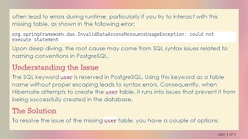 Resolving the Issue: Spring Boot Table is Not Created in PostgreSQL