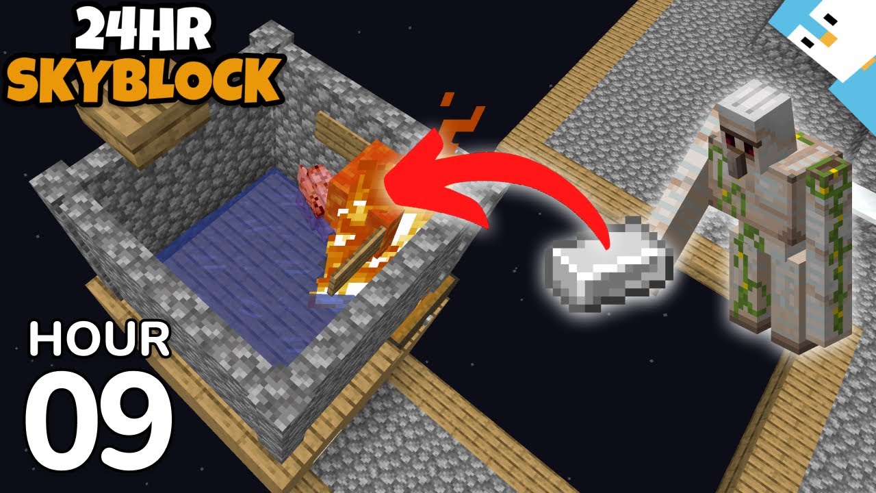 24 Hour Skyblock Episode 9 The Iron Farm YouTube