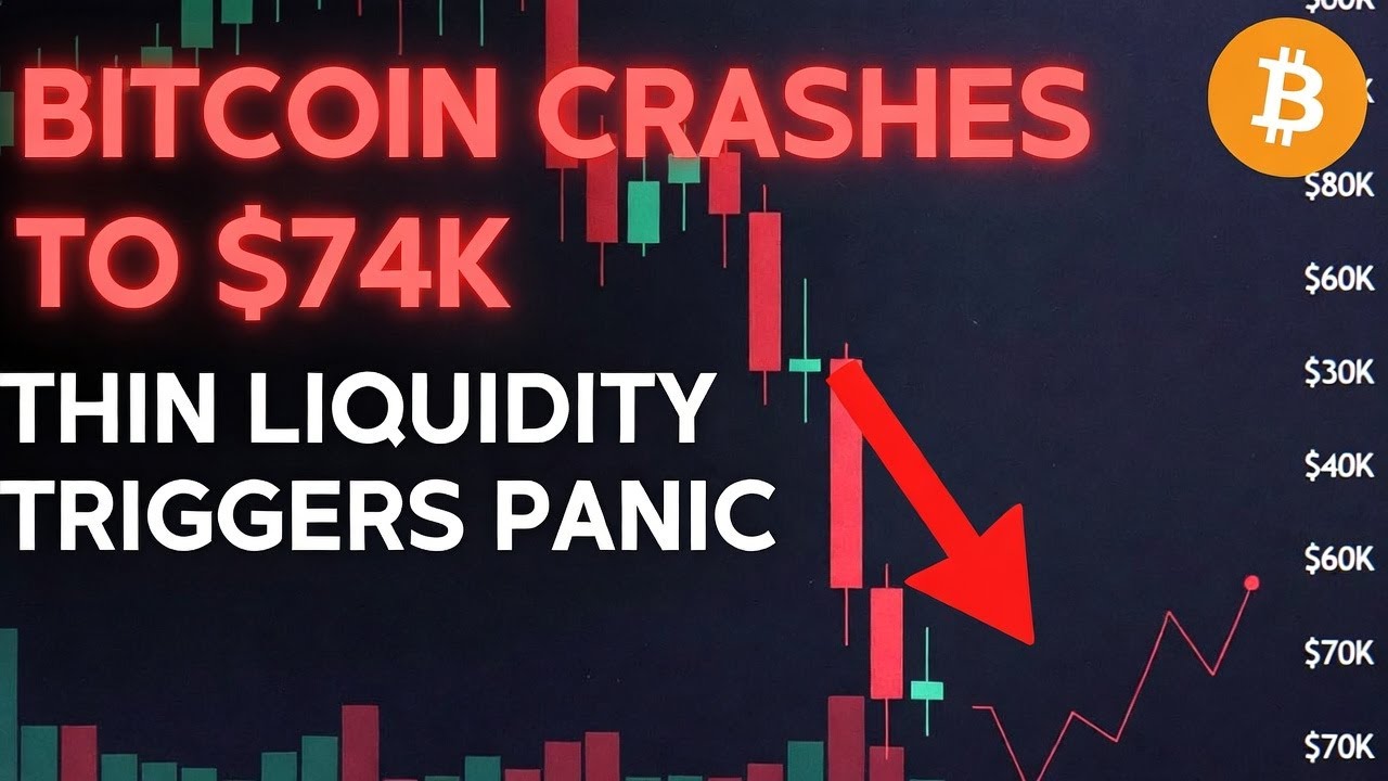 Bitcoin CRASHES to $74K – Thin Liquidity Triggers Panic! (Quick Rebound or More Pain?)