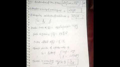 Important FORMULA  OF DOM for finding velocity, acceleration ,inertia  piston effort, crank effort
