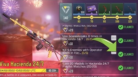 Call Of Duty Mobile Kill 5 Enemies with Operator Skills in Hacienda 24/7 Playlist Matches