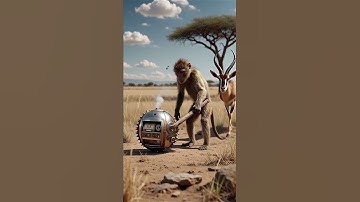 Monkey vs. Durian Robot in the Wild! 🤯 AI-Generated Safari Gone Hilariously Wrong | #Shorts