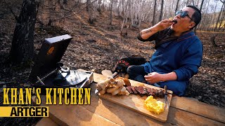 The Mongolian Grand Khan Tenderloin Steak with Bone Marrow in the Wild! | Khan's Kitchen