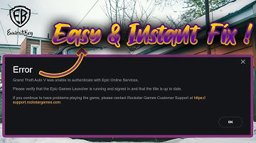 GTA V ERROR : Grand Theft auto was unable to authenticate with Epic Online Services FIX | Easy 100%