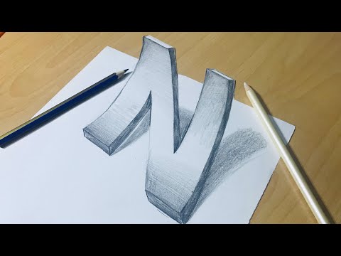 Üç boyutlu N harfi çizimi / easy N letter 3d drawing