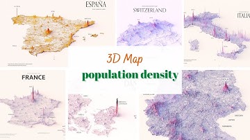 3D Map showing difference in population density of each country