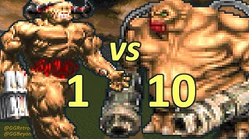 Cyberdemon vs 10 Mancubi - Monster Infighting - Doom II Retro Battles