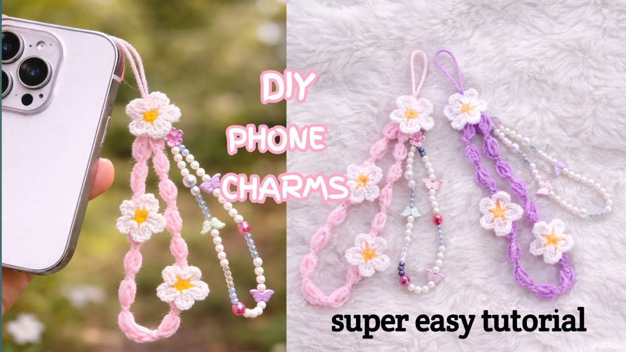 ✨📱 Cute Crochet Mobile Charms 💕 | Handmade Flower Phone Charms 🌸 | Easy & Aesthetic ✨