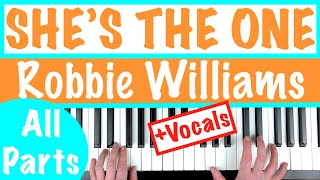 Video thumbnail of "How to play SHE'S THE ONE - Robbie Williams Piano Chords Tutorial"