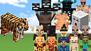 Let's Start Minecraft Amazing Battle:all mobs vs tiger fight #minecraft #gaming #viral