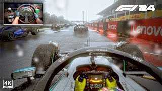 F1 24 Season  Mercedes AMG F1 W15 Formula 1 Car Japanese Grand Prix Wet | Steering Wheel Gameplay