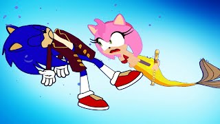 Mermaid Amy And Sonic Story - Sonic Fell Into The Sea Was Saved By Amy Sonic Cartoon - Kim Jenny 100