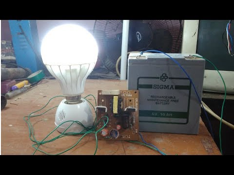 Simple AC 230v Rechargeable Emergency Light Make Using 6v Battery | POWER GEN