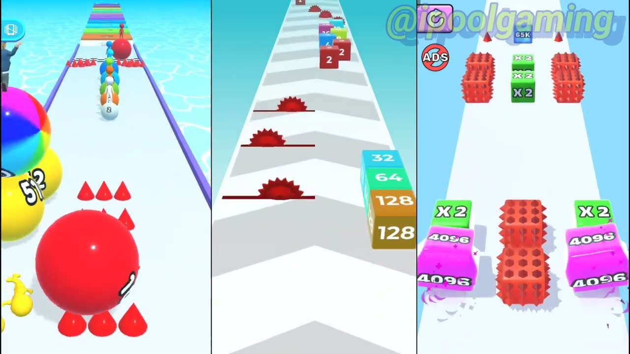 Ball Runner 2048 vs 2048 CUBE Runner vs jelly Run Gameplay Walktrough Android iOS 🎮🎮🎮