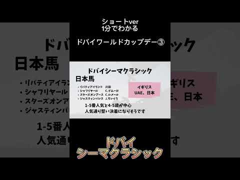 【ドバイシーマクラシック2024】60秒で解決！1着はこの馬です！