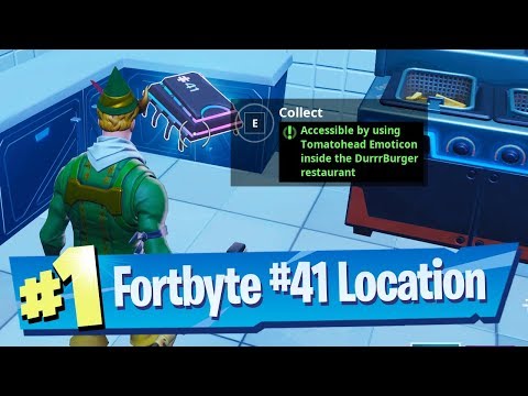 Fortnite Fortbyte #41 Location - Acessible using Tomatohead Emoticon inside Durrrburger Restaurant