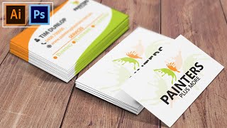 Business card Design in Illustrator cc and How to Apply mockup in photoshop cc screenshot 5