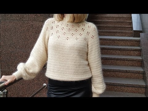Пуловер вязаный крючком
