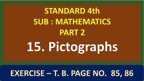 Pictographs - Lesson No. 15 - Exercise T. B. Page No. 85, 86. - Sub. : Mathematics - Std. 4th
