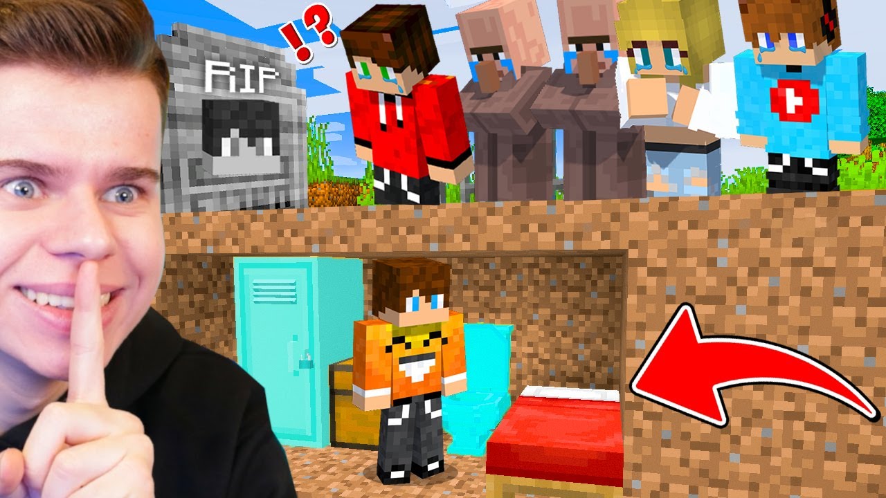 СЕКРЕТНЫЙ ДОМ В МОГИЛЕ, ПРИТВОРИСЬ МЕРТВЫМ ОТ СВОИХ ДРУЗЕЙ в Minecraft!