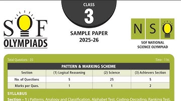 SOF National Science Olympiad Class 3 | SOF NSO  Sample Paper 2025-26 CLASS-3| Syllabus and Solution