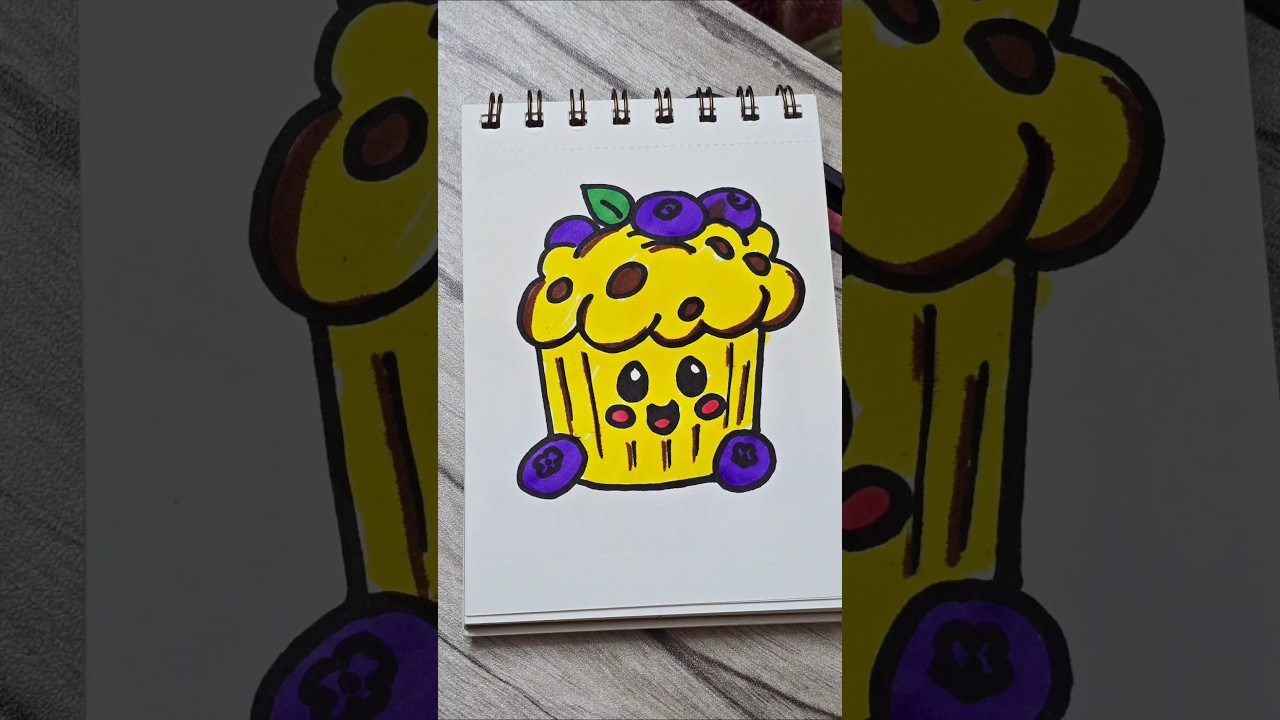 Blueberry cupcake drawing