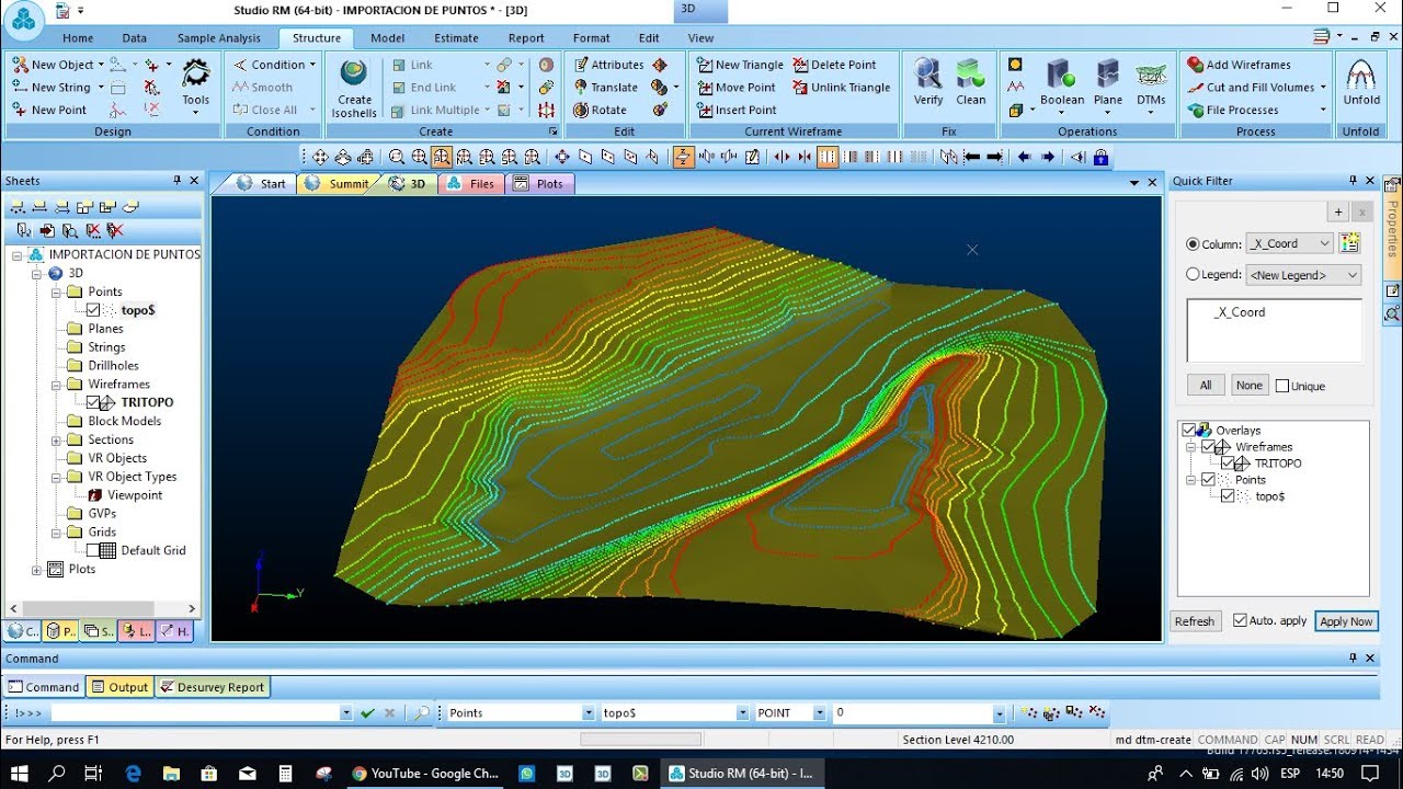 DATAMINE RM 1.4: Importación de Puntos Topográficos y Generación de DTMs.