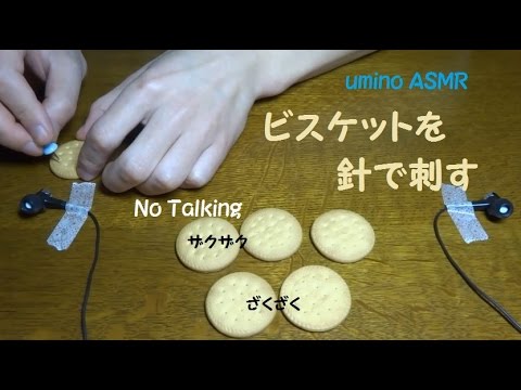 [ASMR-音フェチ]ビスケットを針で刺す[声なし-No Talking]