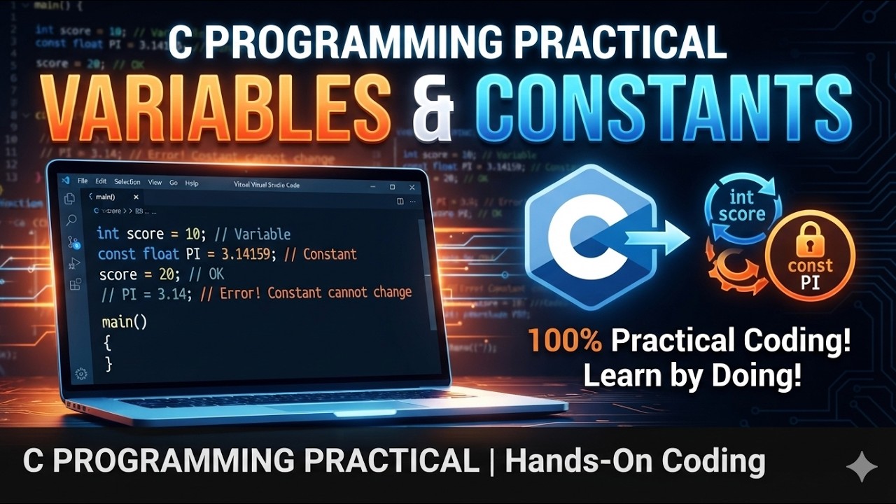 Variable and constant practical c program | Coding Hub - YouTube