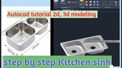 Autocad tutorial, Kitchen sink, 3d modeling